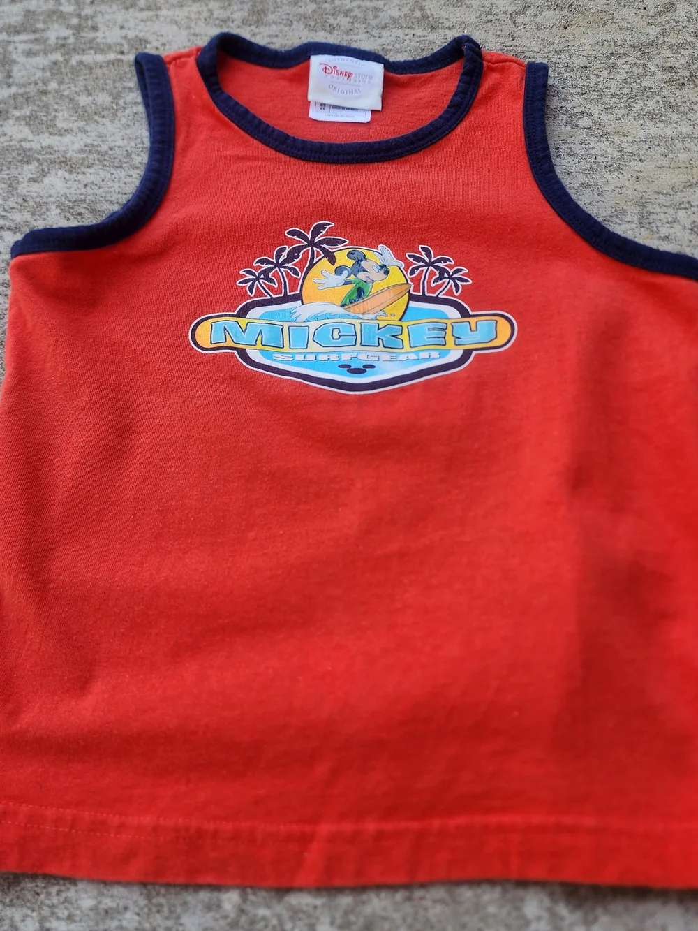 Vintage Disney Mickey Mouse Red Kids Youth Tank Top, Mickey Surfgear Sz XS 4/5